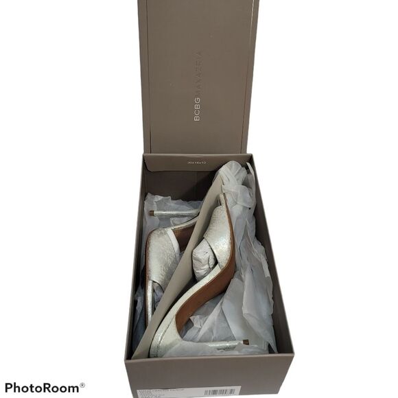 Bcbgmaxazria Dana‎ Crakle Patent Silver Stiletto Heels, SIZE 6 - Picture 2 of 10